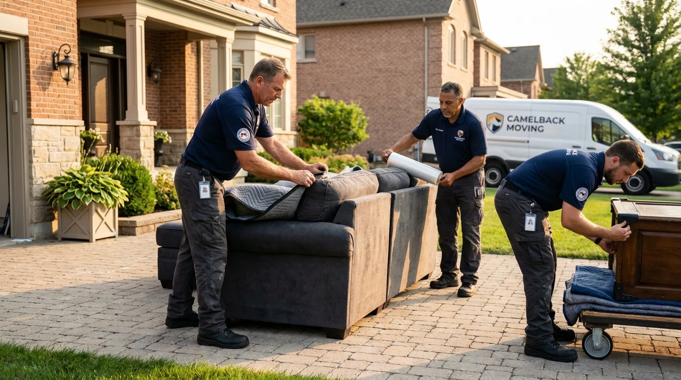 Large estate moving crew wrapping furniture in Bovina, TX