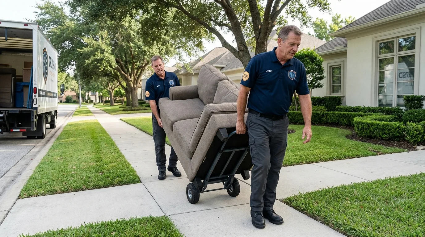 Local residential moving crew loading furniture in Bovina, TX